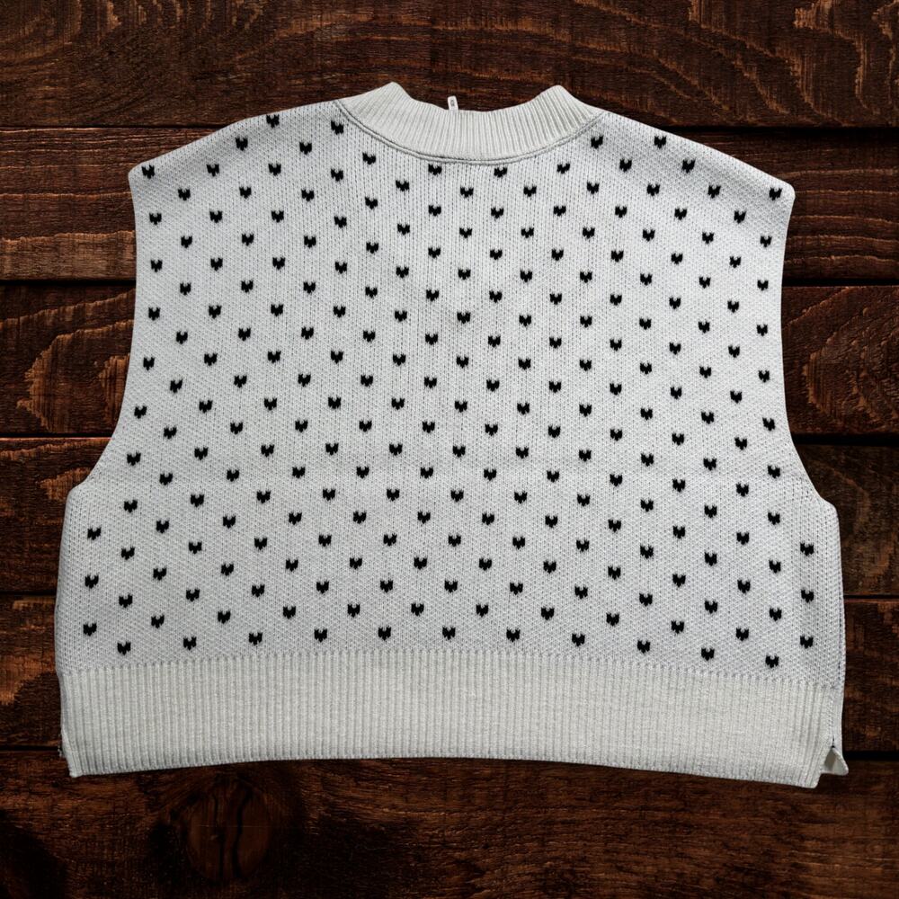 Free People Heart Pattern Easy Street Oversized Boxy Sweater Vest Medium - Picture 3 of 9